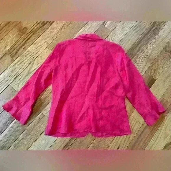 Talbots Irish Linen Pink Button Front 3/4 Sleeve Lightweight Blazer Womens Sz 8 - Picture 5 of 11